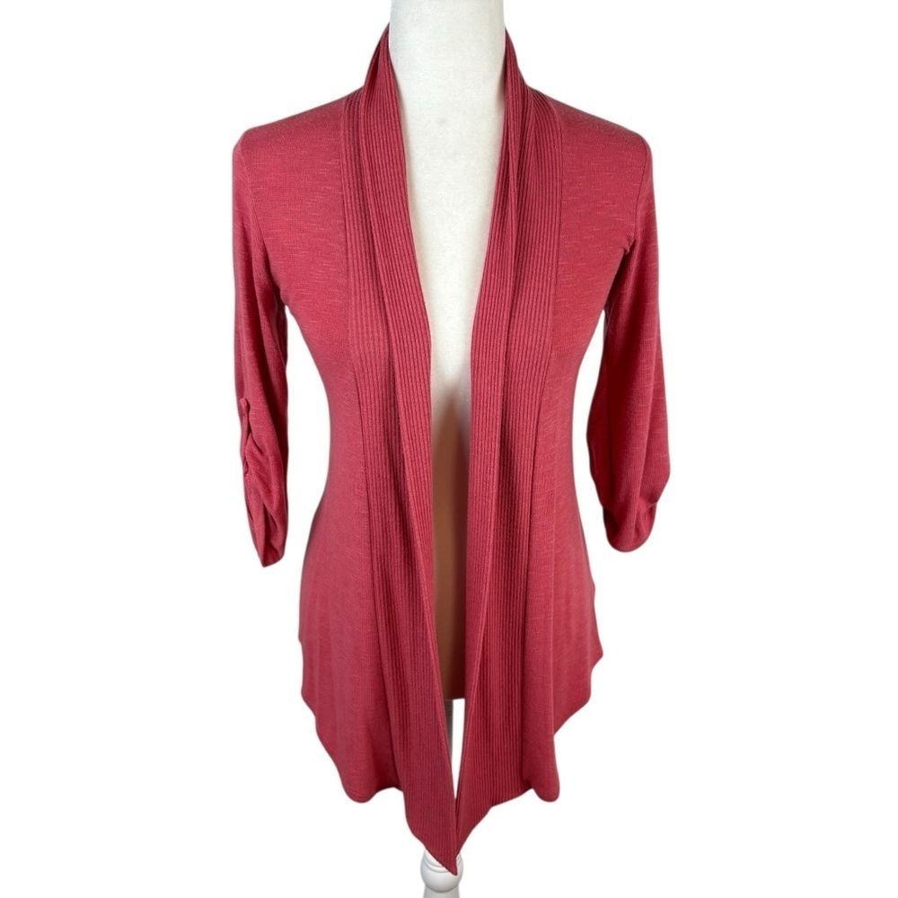 Bobeau Red Open-Front Cardigan Size XS